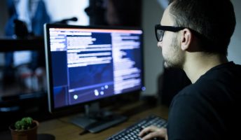 Man looking at screen