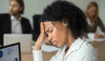 Woman burnt out at work