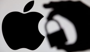 Apple logo and shadow of a padlock