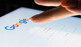 Google search open on a tablet