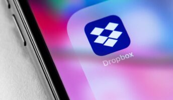 Dropbox logo on phone screen