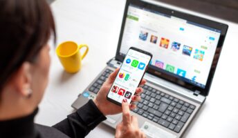 Woman looking through apps