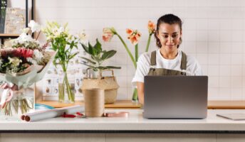 Business owner on laptop