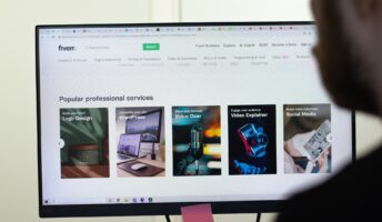 Freelancer looking at the Fiverr website