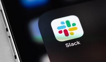 Slack logo on phone screen