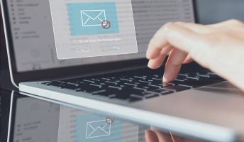 Close up of a phishing attack on a laptop