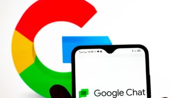 Google Chat logo on smartphone
