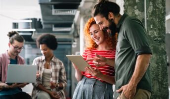 Workers using startup tools