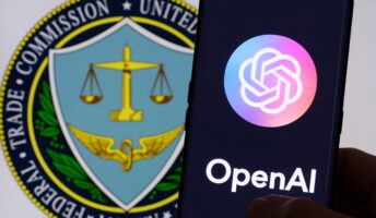 Open AI app in front of FTC logo