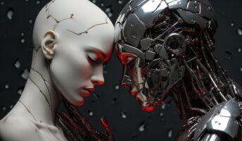 two AI robots embracing