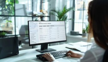 Woman using accounting software