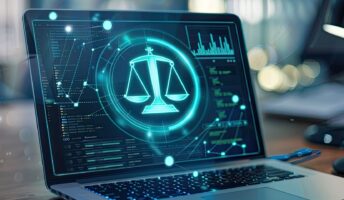 Justice Scales on a Laptop