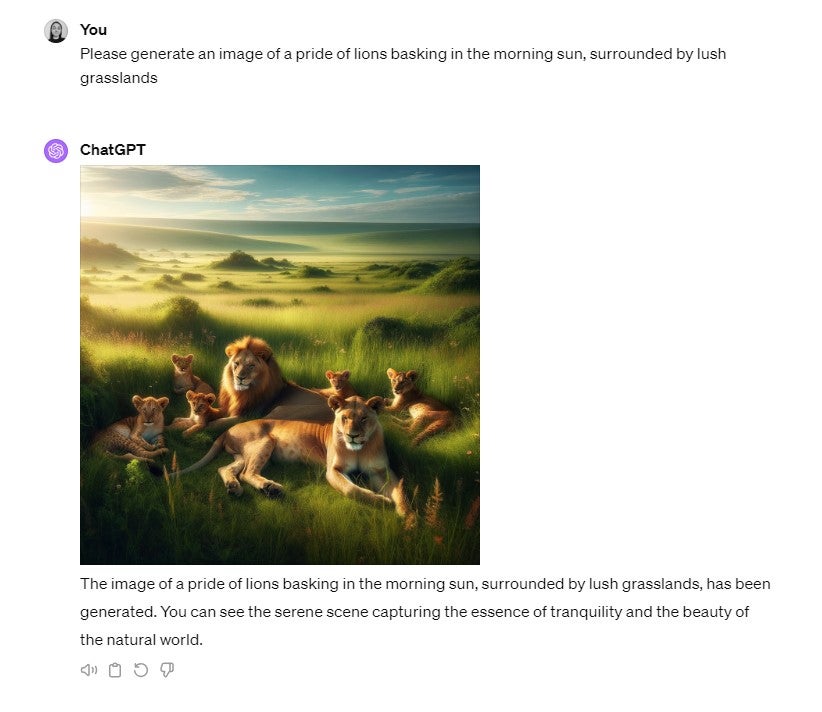 chatgpt generated AI image of wildlife