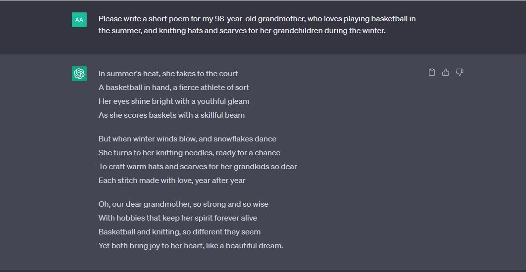 ChatGPT test: Poem