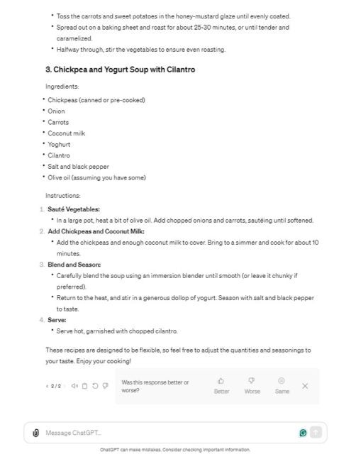 Chatgpt recipes ideas 3
