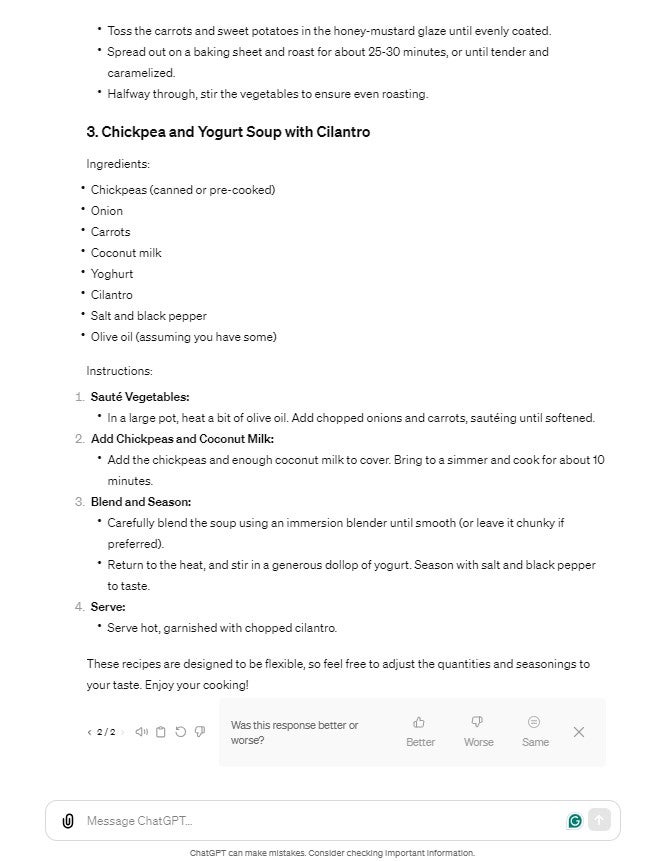 Chatgpt recipes ideas 3
