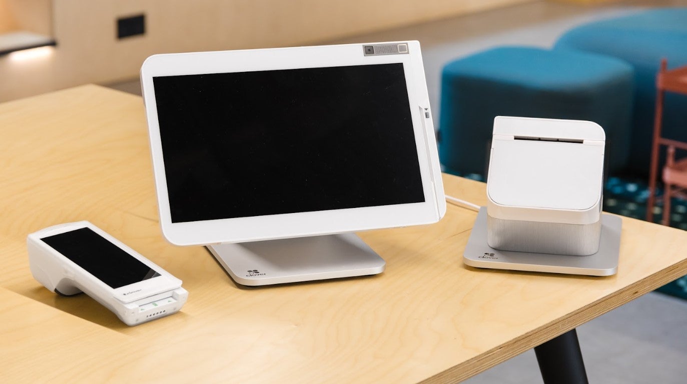 A selection of Clover POS hardware.