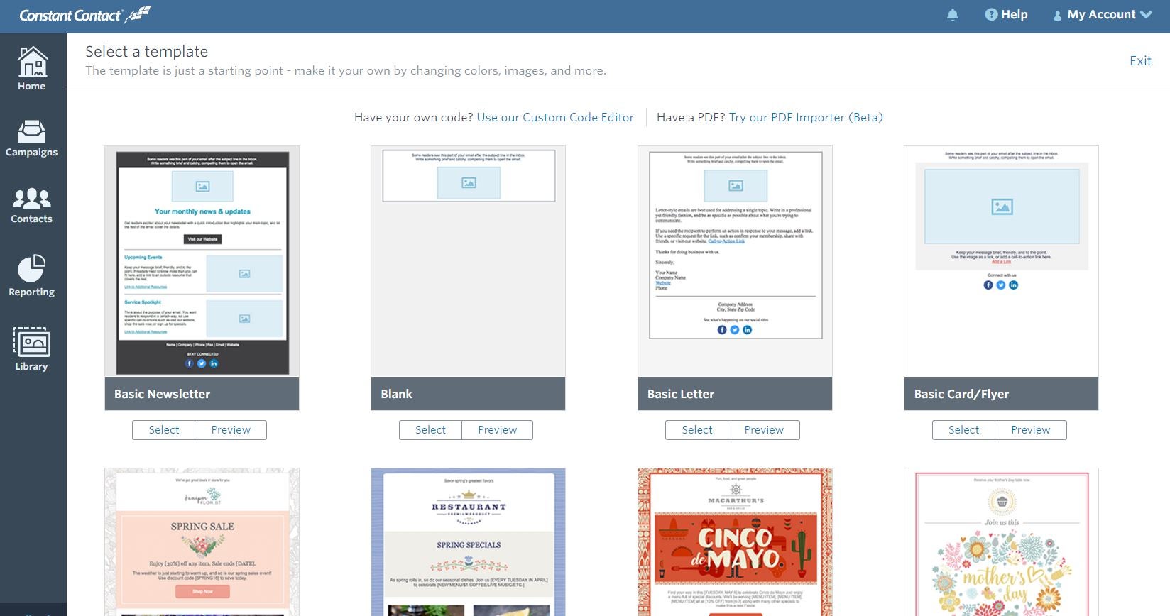 Constant Contact Template