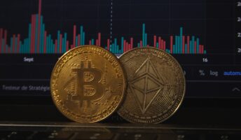 crypto coins on a graph