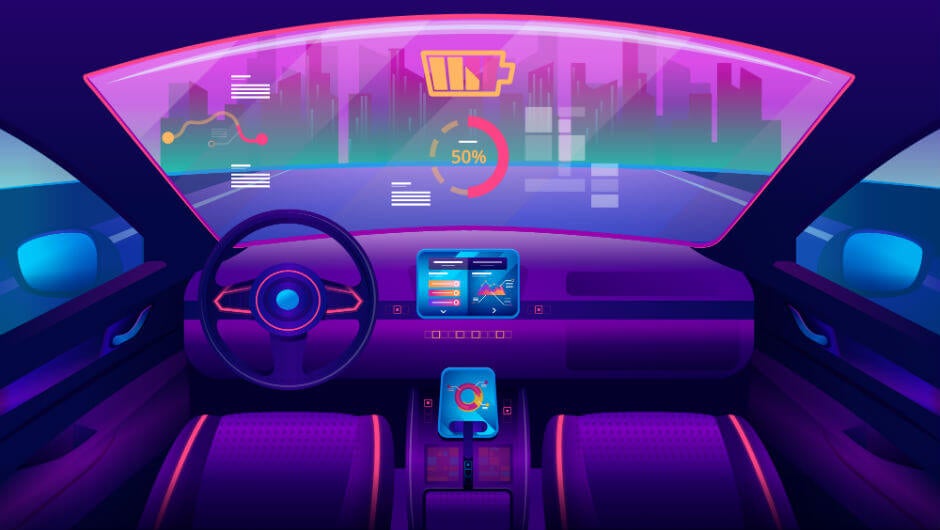 Inside of futuristic car