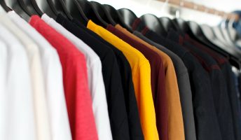 shirts hanging from a rack