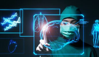 doctor using an touchscreen computer