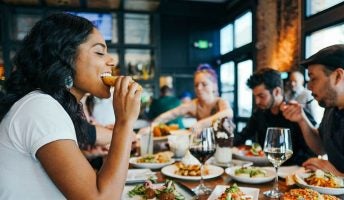 Group of friends enjoying dinner out