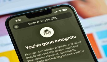 Incognito mode on phone screen