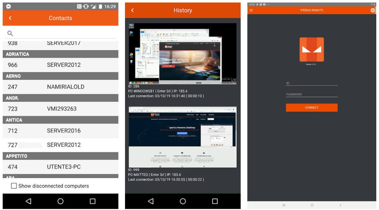 Iperius Remote on mobile