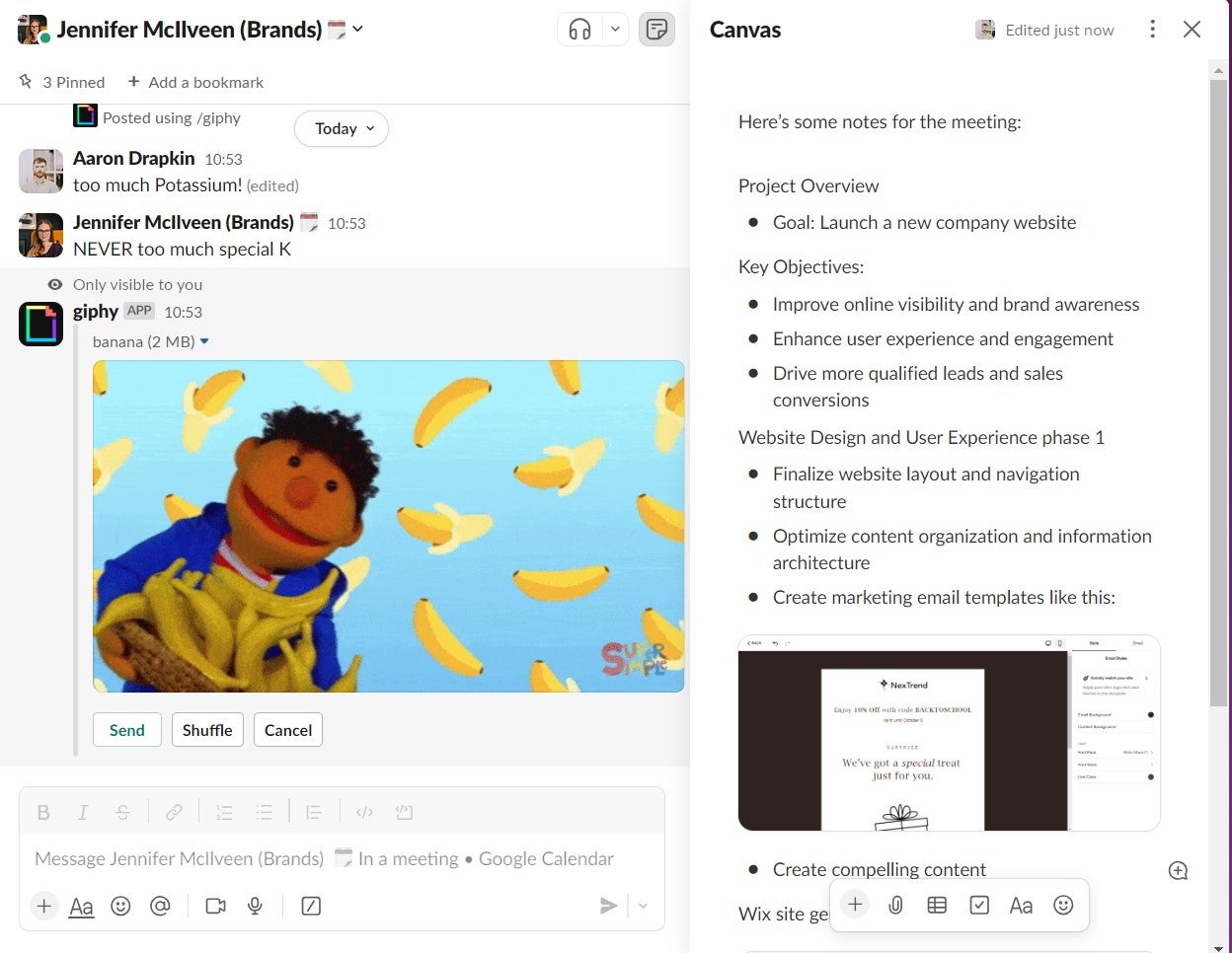Using the canvas feature in a message. Image: Tech.co