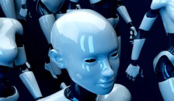 An AI robot in a factory line