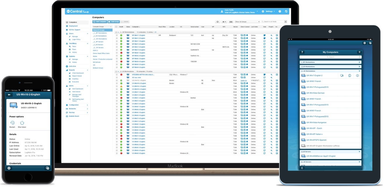 LogMeIn Central on desktop and mobile