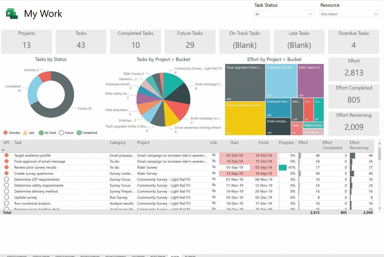 Microsoft Project Dashboard