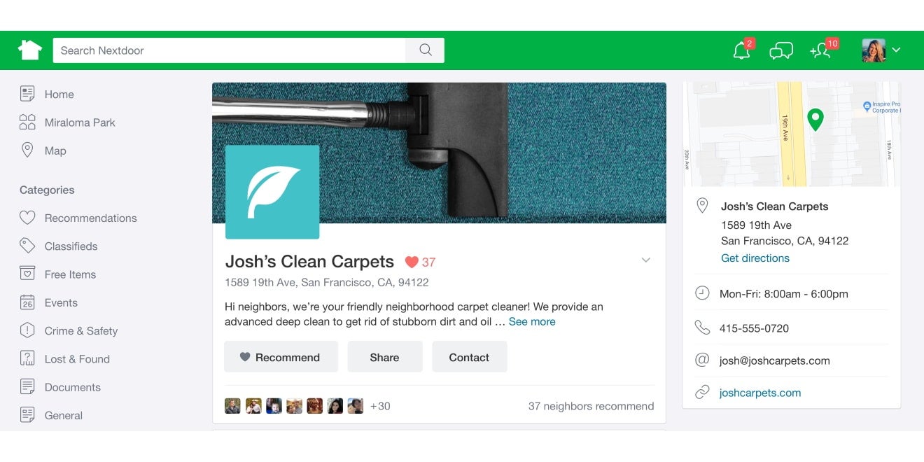 Nextdoor Business Page