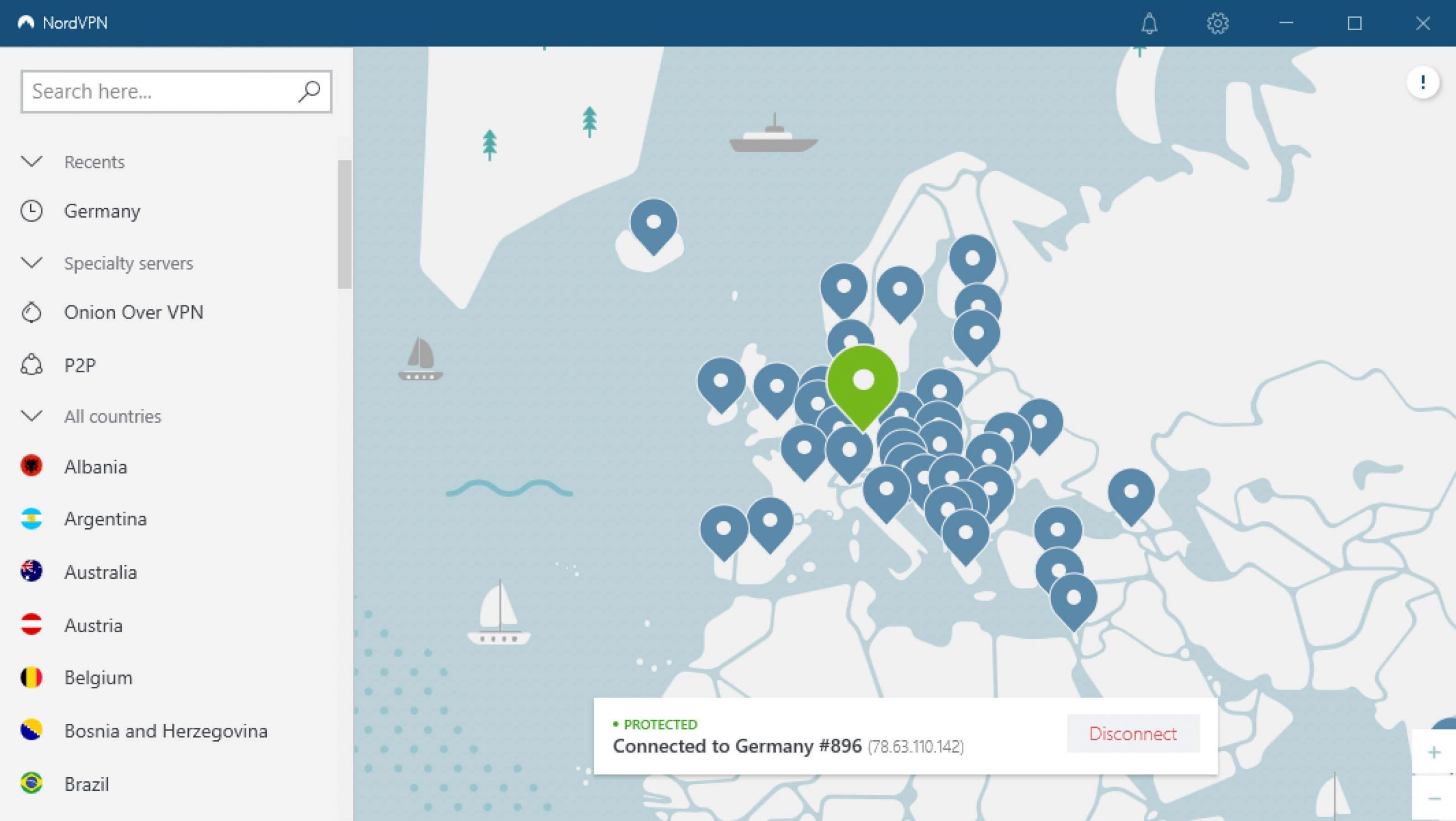 NordVPN Protected Map