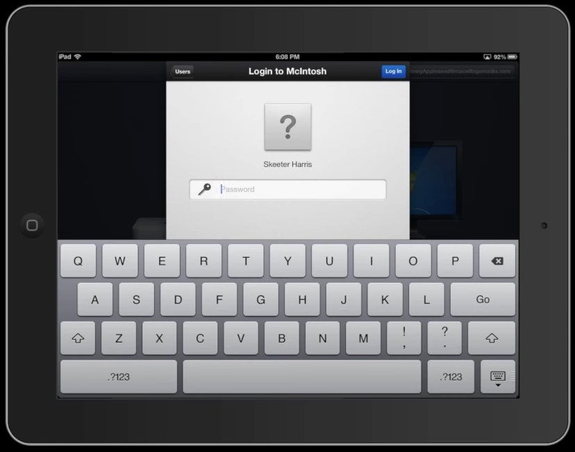 Parallels: logging in