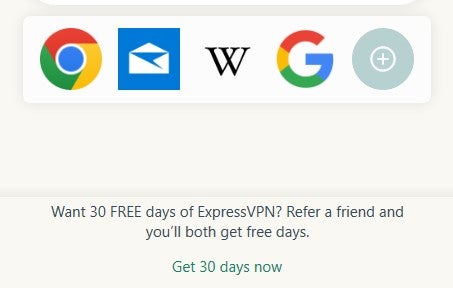 ExpressVPN displaying a "refer a friend" message