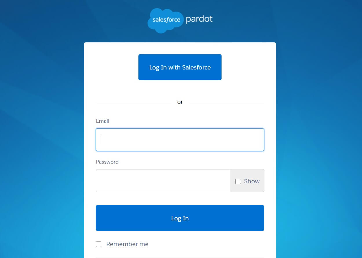Salesforce Pardot login page