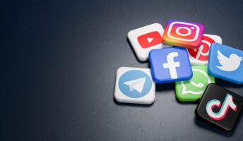 2023 trends for social media represented by logos including tiktok, facebook, twitter and instagram