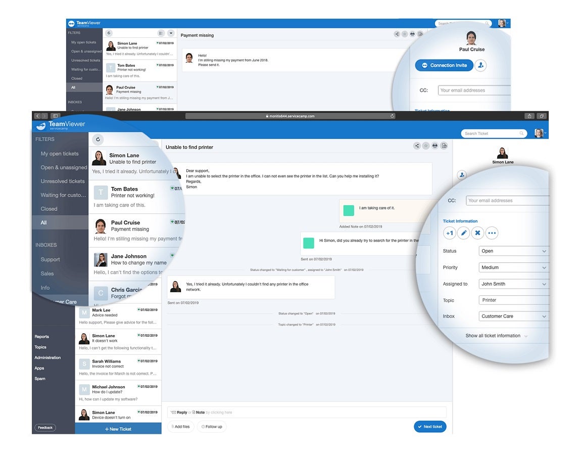 TeamViewer service desk dashboard