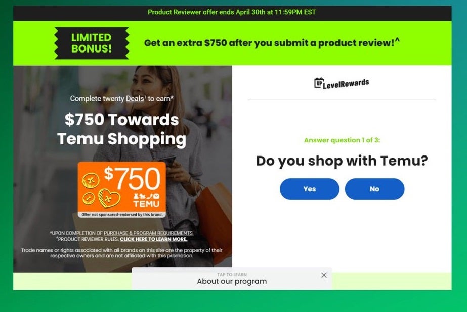 This Temu deal offers free money