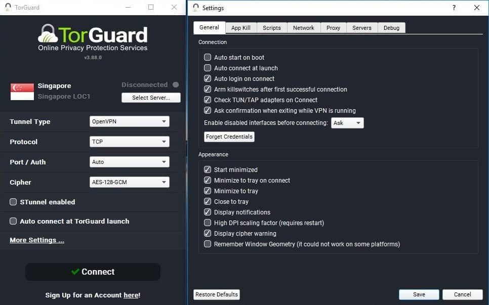 Torguard Settings