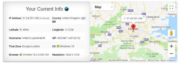 TorGuard current info page