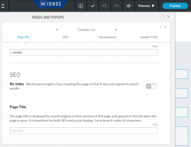 1&1 ionos seo editing tools