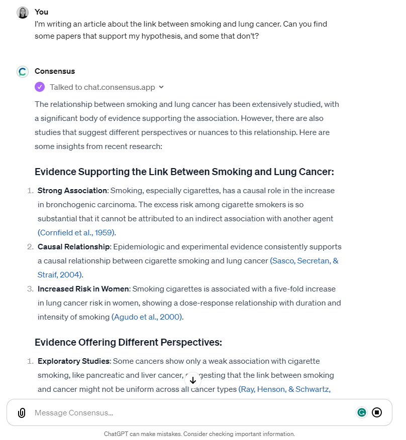 Consensus GPT generating responses