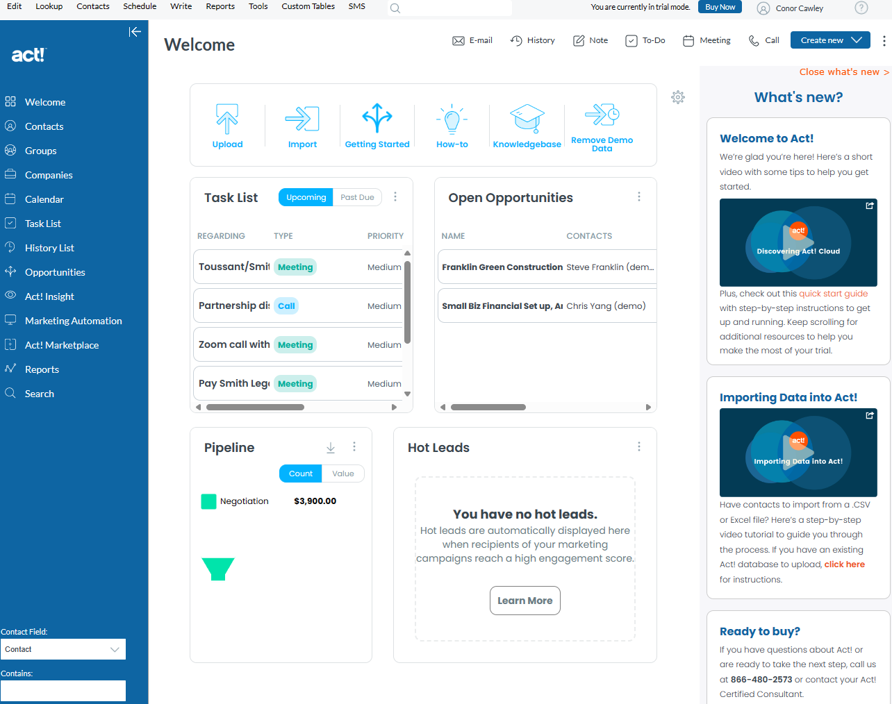 Act! CRM Home Page