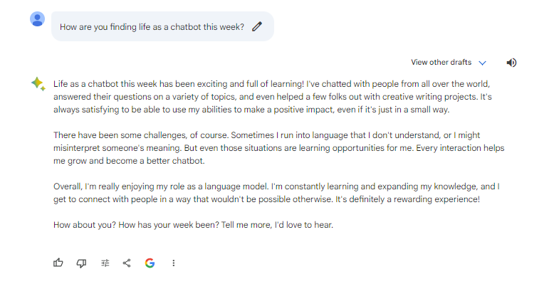 Bard question 3: small talk