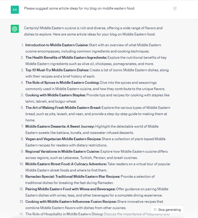 ChatGPT article ideas