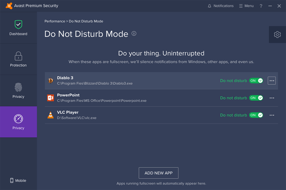 avast premium security for mac do not disturb