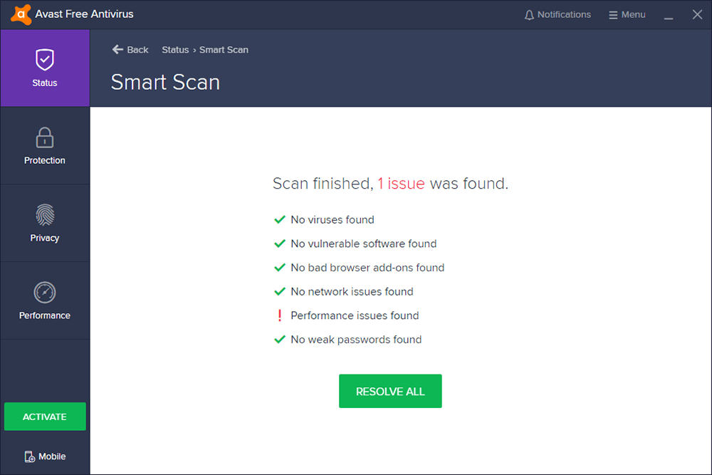 avast free smart scan